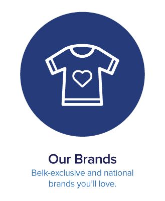 A graphic of a shirt with a heart on it. Our brands. Belk exclusive and national brands you’ll love.