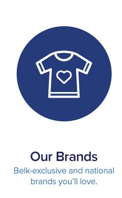 A graphic of a shirt with a heart on it. Our brands. Belk exclusive and national brands you’ll love.