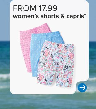 Women's shorts in pink, blue, and pink and blue. From 17.99 women's shorts and capris.