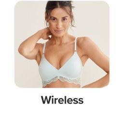 A woman in a wireless bra. Shop wireless bras.