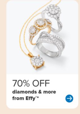 70% off diamonds and more from Effy. Image of various diamond jewelry. 