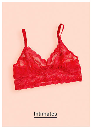Image of red lace bralette. Shop Intimates.