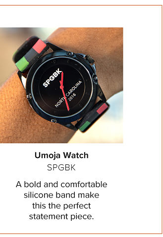 Image of watch. Umoja watch. SPGBK. A bold and comfortable silicone band make this the perfect statement piece.