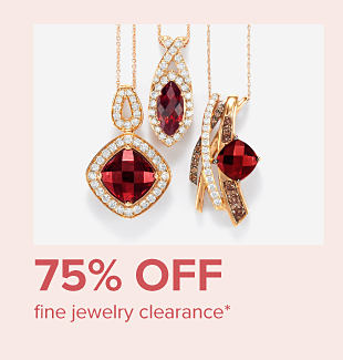 Image of ornate red and gold necklaces. 75% off fine jewelry clearance.