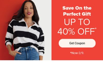 Save on the perfect gift. Up to 40% off. Get coupon. Now to February 9.