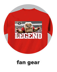 A red tee shirt with the Georgia Bulldogs mascot and the word legend. Fan gear. 