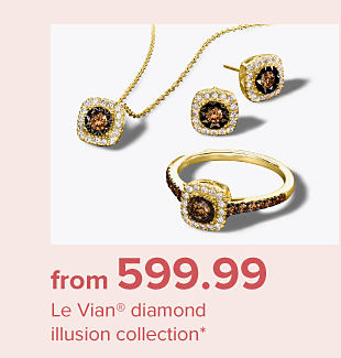 Assortment of gold jewelry with amber colored gems. From $599.99 Le Vian diamond illusion collection.