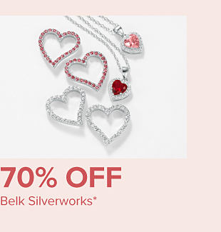 Assortment of heart shaped jewelry. 70% off Belk Silverworks.