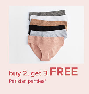 Assortment of different underwear. Buy 2, get 3 free Parisian and Maidenform panties.