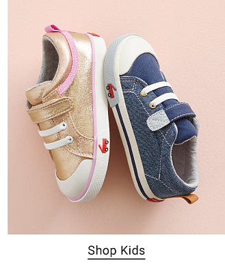 An image of two kids' sneakers. Shop kids.