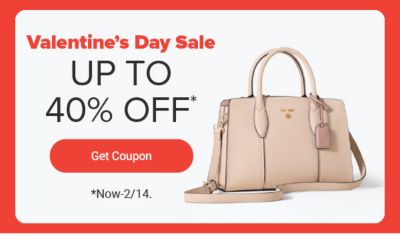 Valentine's Day Sale. Up to 40% off. Get coupon. Now through February 14.