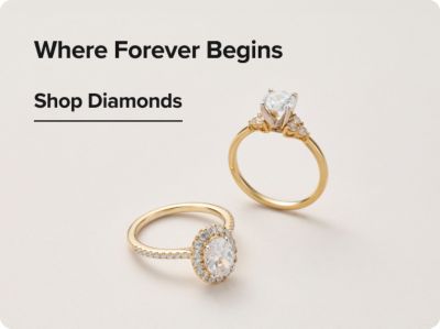 Where forever begins. Shop diamonds. An image of diamond jewelry.