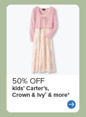 A dress and sweater. 50% off kids' Carter's, Crown and Ivy and more.
