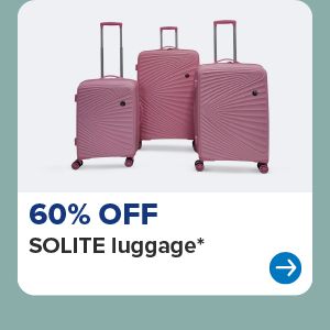 A trio of pink suitcases. 60% off Solite luggage.