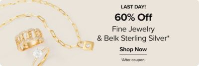 60% off fine jewelry and Belk Sterling Silver. Shop now. After coupon. Various jewelry.