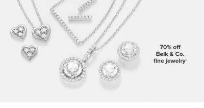 Various diamond pendants and earrings. 70% off Belk and Co. fine jewelry.