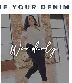 Redefine your denim with our top brands. Images of women posing in denim. Shop Wonderly.
