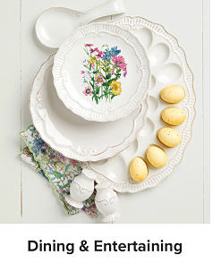 An image of dinnerware and serveware. Shop dining and entertaining.