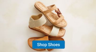 Three women's sandals. Shop shoes.