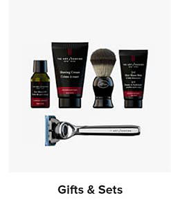A razor and other men's shaving accessories. Shop gifts and sets.