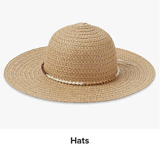 A straw hat. Shop hats.