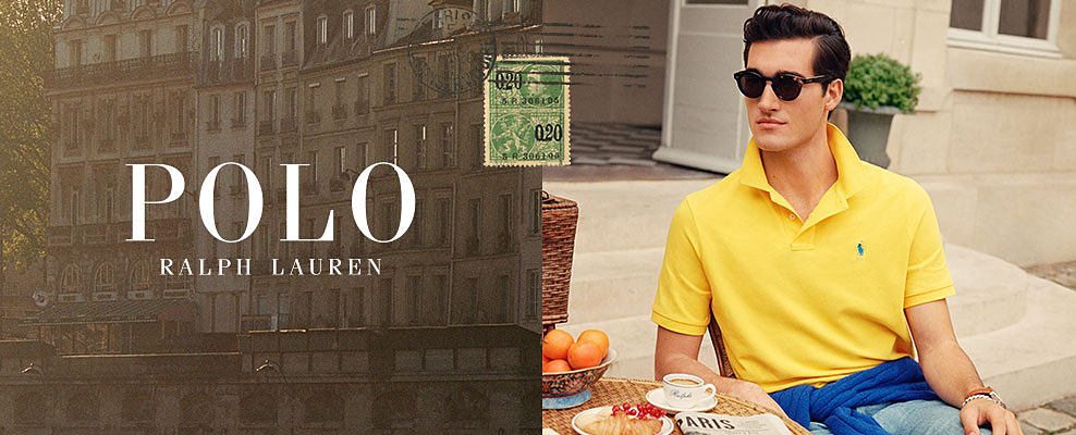 A man in a bright yellow Polo shirt. Shop Polo Ralph Lauren.