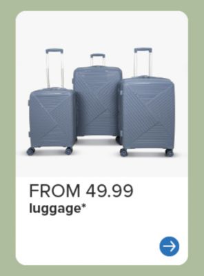 Image of 3 suitcases. From $49.99 luggage.