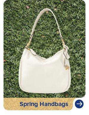 Save on this season's top trends. An image of a white handbag. Spring handbags.