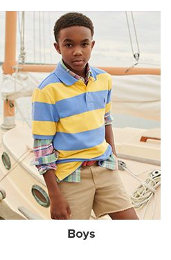 Boys Striped Cotton Mesh Polo Shirt | Ralph Lauren