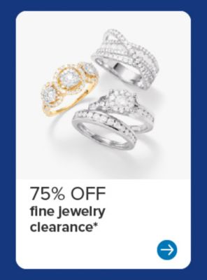 Image of gold and silver diamond rings. 75% off fine jewelry clearance.