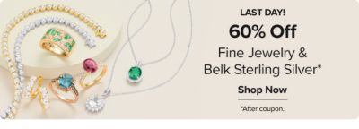 Various jewelry. 60% off fine jewelry and Belk Sterling Silver. Shop now. After coupon.