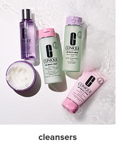 A variety of Clinique cleansers. Shop cleansers.