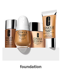 A collection of Clinique foundation in a variety of shades. Shop foundation.