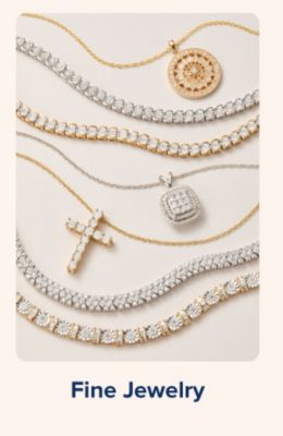 Shop fine jewelry. Various types of necklaces.