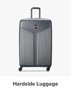 A gray hardside rolling suitcase. Shop hardside luggage.