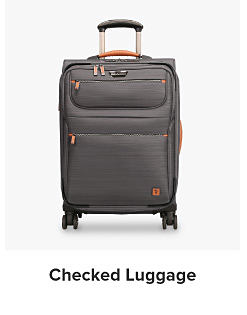 A small, black soft sided suitcase. Shop checked luggage.
