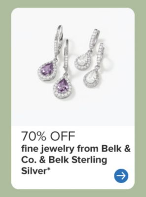 Two pairs of diamond earrings. 70% off fine jewelry from Belk and Co. and Belk Sterling Silver.