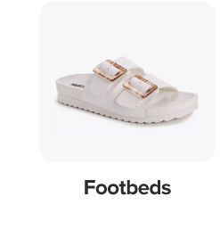 An image of a footbed sandal. Footbeds. 