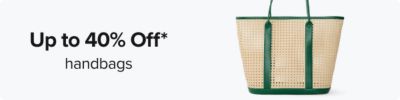 Up to 40% off handbags. Shop deals. A woven and green strapped tote bag.