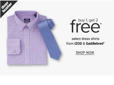 Buy 1, Get 2 Free select Dress Shirts from Izod and Saddlebred - Shop Now