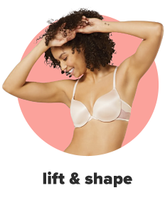 A woman in a tan bra. Lift and shape.