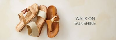 An image of three sandals. Walk on sunshine.