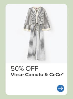 A black and white striped dress. 50% off Vince Camuto and CeCe.