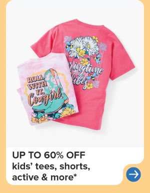 Two pink tees. Up to 60% off kids' tees, shorts, active and more.
