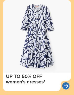 A blue and white dress. Up to 50% off women's dresses.