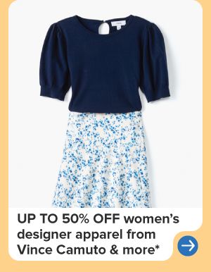 A blue dress with a floral pattern. Up to 50% off select women's designer apparel.