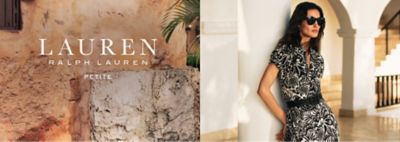 An image of a woman wearing Lauren Ralph Lauren and the brand logo for Lauren Ralph Lauren Petite.