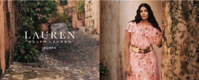An image of a woman wearing Lauren Ralph Lauren and the brand logo for Lauren Ralph Lauren Woman.