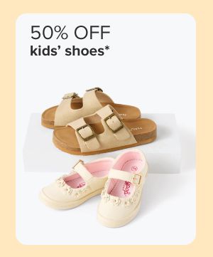 50% off kids' shoes. Various shoes.
