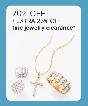 70% off plus extra 25% off fine jewelry clearance. Gold necklace, bracelet, and diamond rings. 